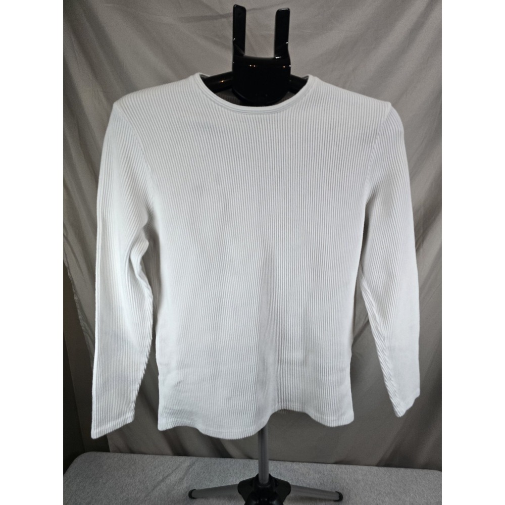 Zara white ribbed long-sleeve crewneck top Medium M